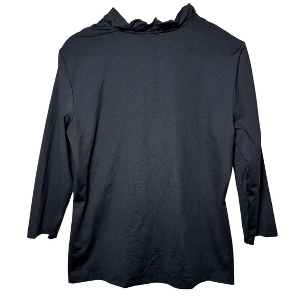 J. McLaughlin Durham Ruffle Top Womens XL Black 3/4 Sleeve Catalina Cloth Luxury - Picture 2 of 7